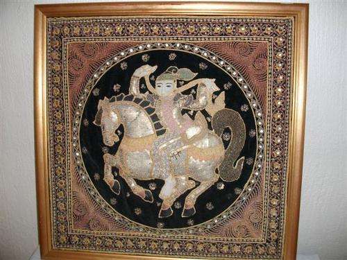 Stunning oriental style embroidered picture